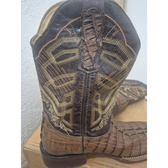 Alfa Boots Mens Size 7 Brown Leather Boots Western Square Toe Cowboy Ranch